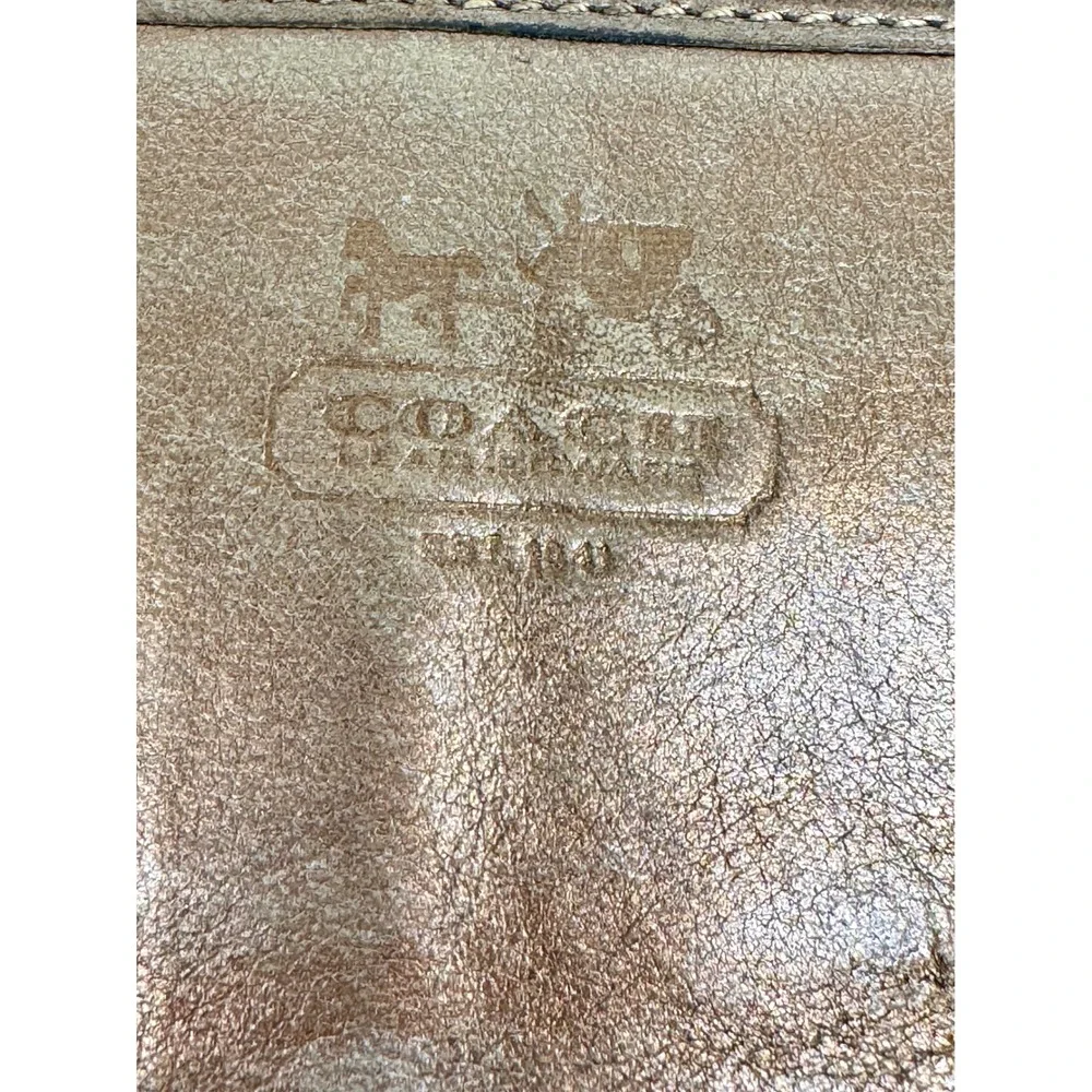 Coach Metallic Bronze Leather Zip Around Buckle Wallet Vintage Y2K Brass Logo